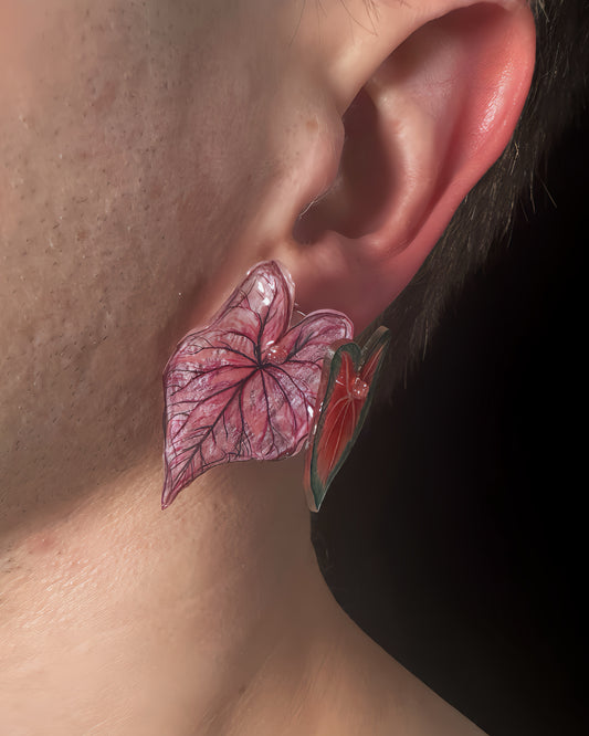 Caladium „Mixblätter“ – Duo-Ohrringe
