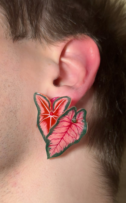 Caladium „Mixblätter“ – Duo-Ohrringe