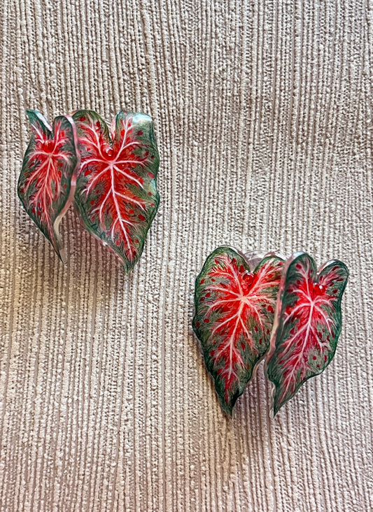 Caladium „Red Belly“- Ohrringe